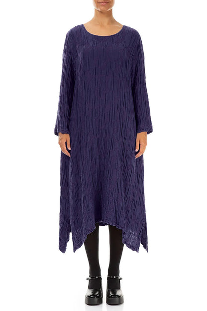 Royal Purple Circle Silk Linen Shift Dress