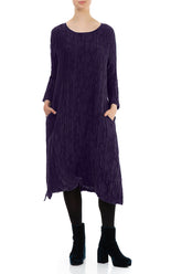 Royal Purple Circle Silk Linen Shift Dress 4