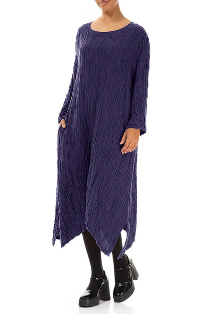Royal Purple Circle Silk Linen Shift Dress