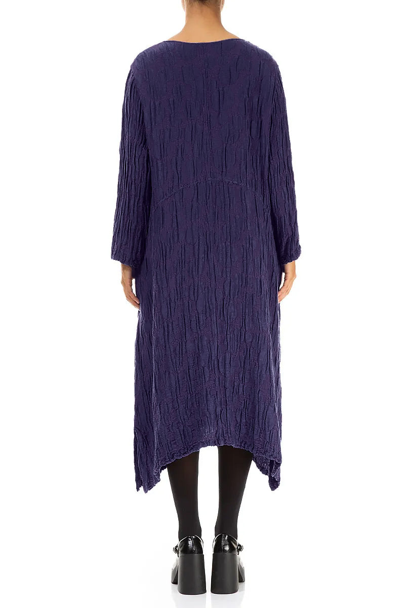 Royal Purple Circle Silk Linen Shift Dress