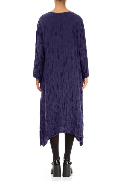 Royal Purple Circle Silk Linen Shift Dress