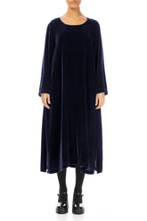 Royal Purple Silk Velvet Shift Dress 1