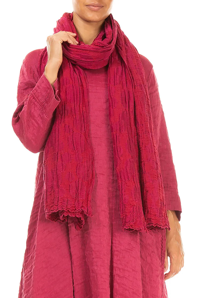 Ruby Circle Silk Linen Scarf 3