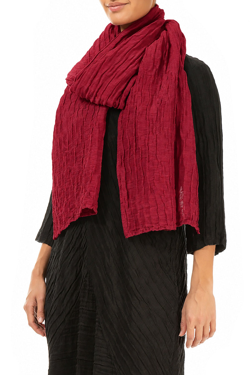 Ruby Crinkled Silk Linen Scarf 3