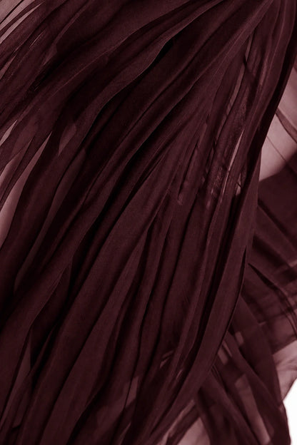 Ruby Crumpled Silk Chiffon Scarf 4
