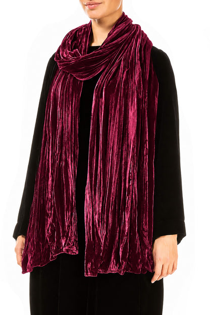 Ruby Crumpled Silk Velvet Scarf 3