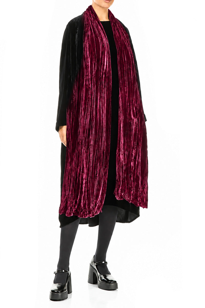 Ruby Crumpled Silk Velvet Scarf 2