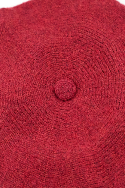 Ruby Red Knitted Wool Beret 5