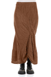 Ruched Crinkled Aged Copper Silk Linen Skirt 1