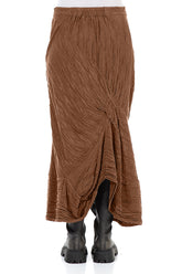 Ruched Crinkled Aged Copper Silk Linen Skirt 2