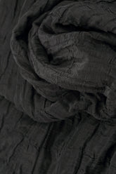 Ruched Crinkled Black Silk Linen Skirt 5