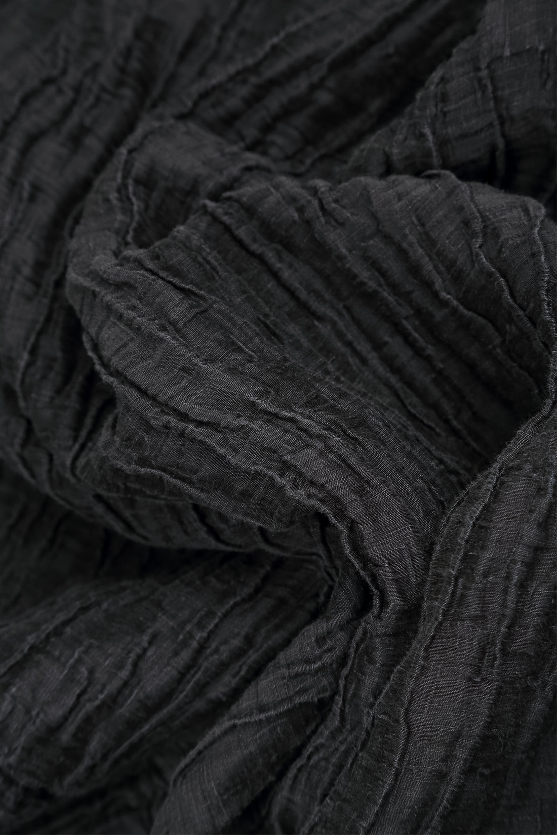 Ruched Crinkled Charcoal Silk Linen Skirt 6