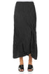 Ruched Crinkled Black Silk Linen Skirt 1