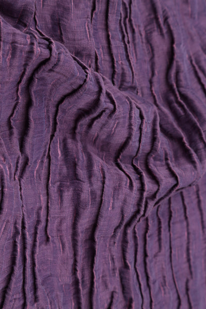 Ruched Crinkled Purple Silk Linen Skirt