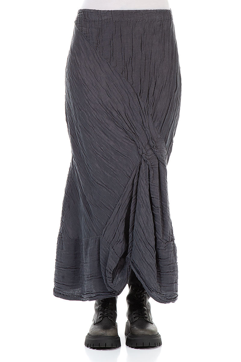 Ruched Crinkled Violet Silk Skirt 1
