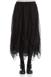 Ruched Graphite Blue Silk Chiffon Skirt 1