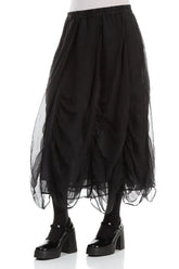 Ruched Graphite Blue Silk Chiffon Skirt 3