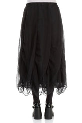 Ruched Graphite Blue Silk Chiffon Skirt 2