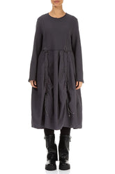 Ruched Graphite Cotton Dress 1