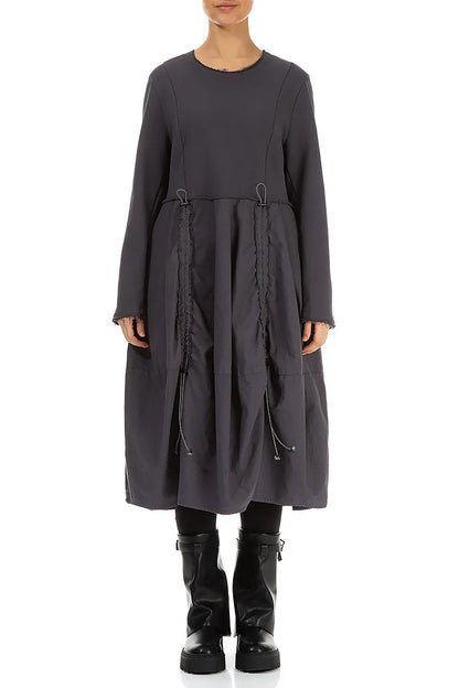 Ruched Graphite Cotton Dress 1