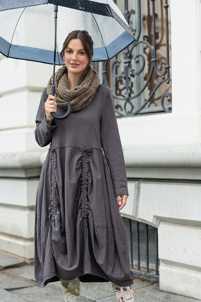 Ruched Graphite Cotton Dress 6