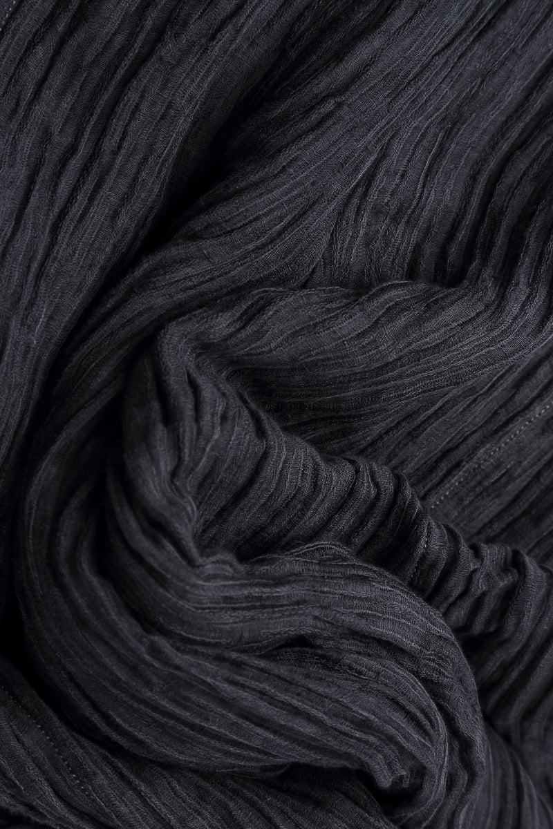 Ruched Hem Graphite Blue Crinkled Silk Trousers