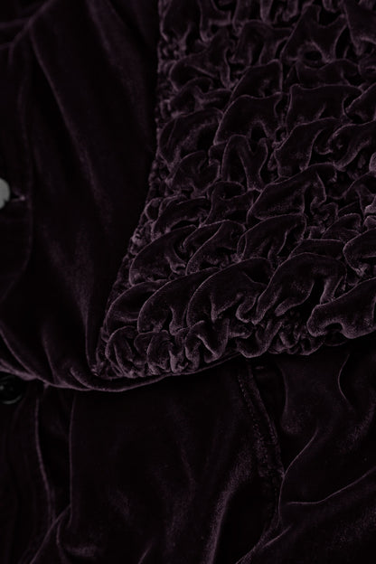 Ruched Pockets Deep Plum Silk Velvet Jacket - Coat 6