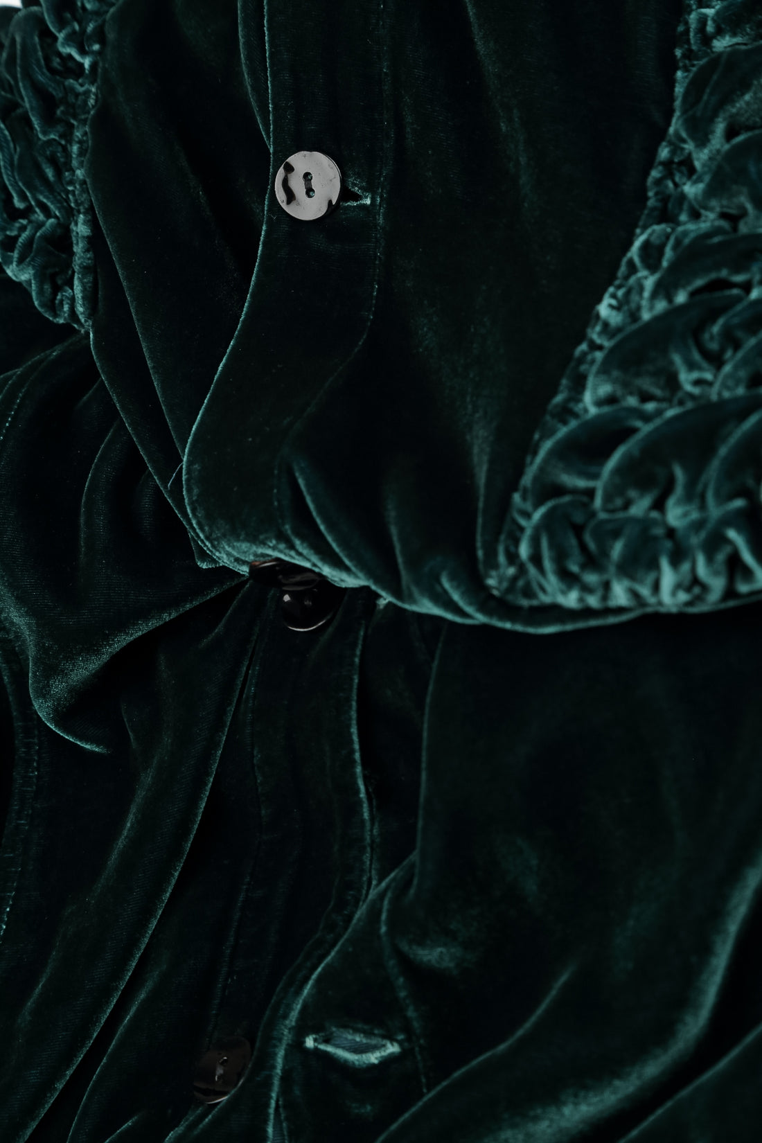 Ruched Pockets Deep Turquoise Silk Velvet Jacket - Coat 5