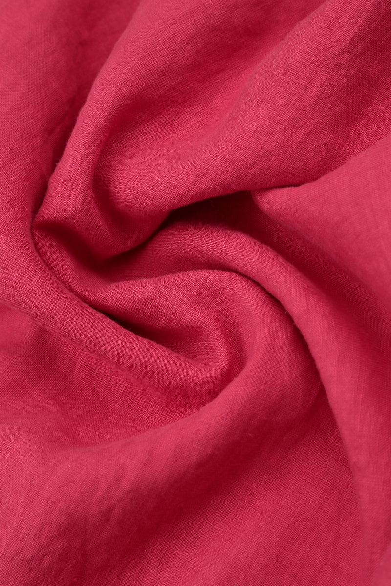 Ruched Raspberry Linen Dress 5