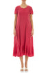 Ruched Raspberry Linen Dress 1
