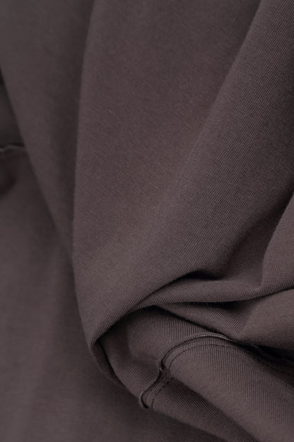 Ruched Truffle Brown French Terry Cotton Dress