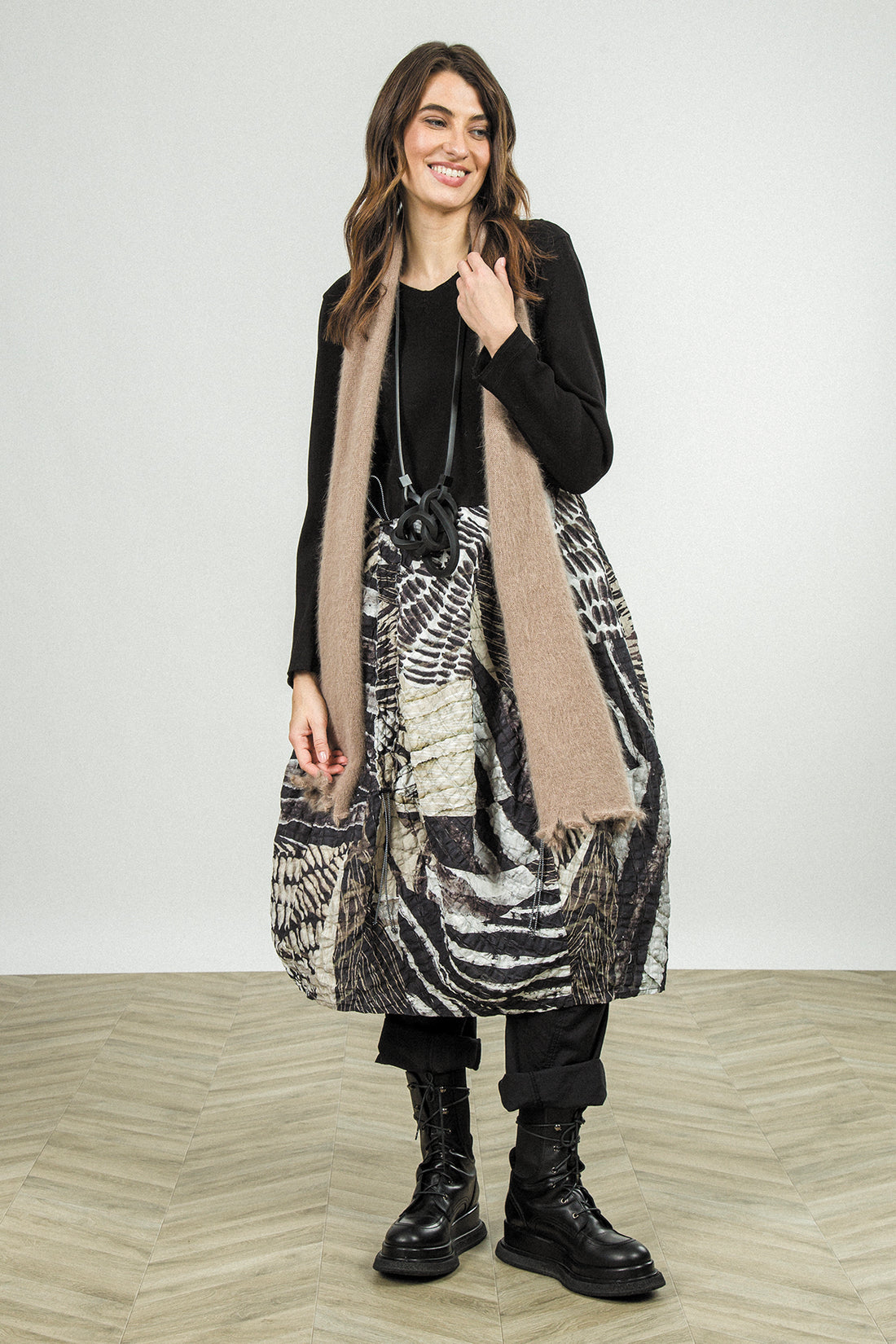 Ruched Wild Ink Cotton Dress 6