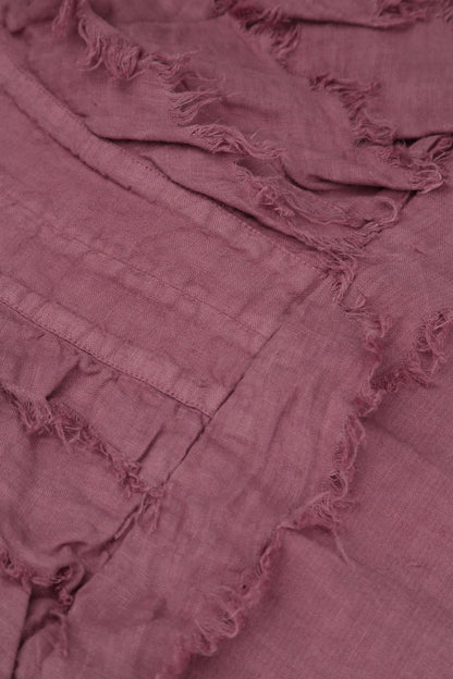 Ruffle Mauve Taupe Linen Dress 5