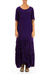 Ruffle Royal Purple Silk Bamboo Maxi Dress 1