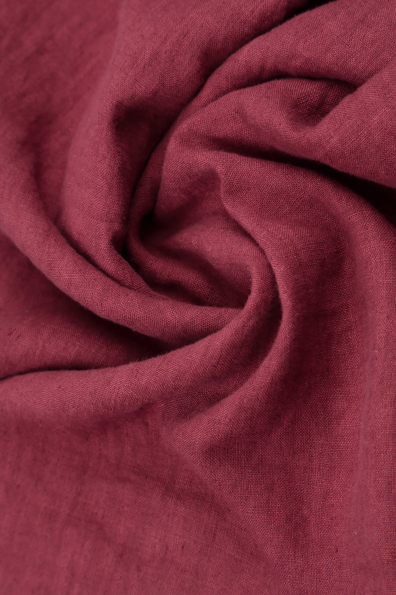 Ruffled Fringed Antique Ruby Linen Blouse 5