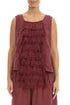 Ruffled Fringed Antique Ruby Linen Blouse 1