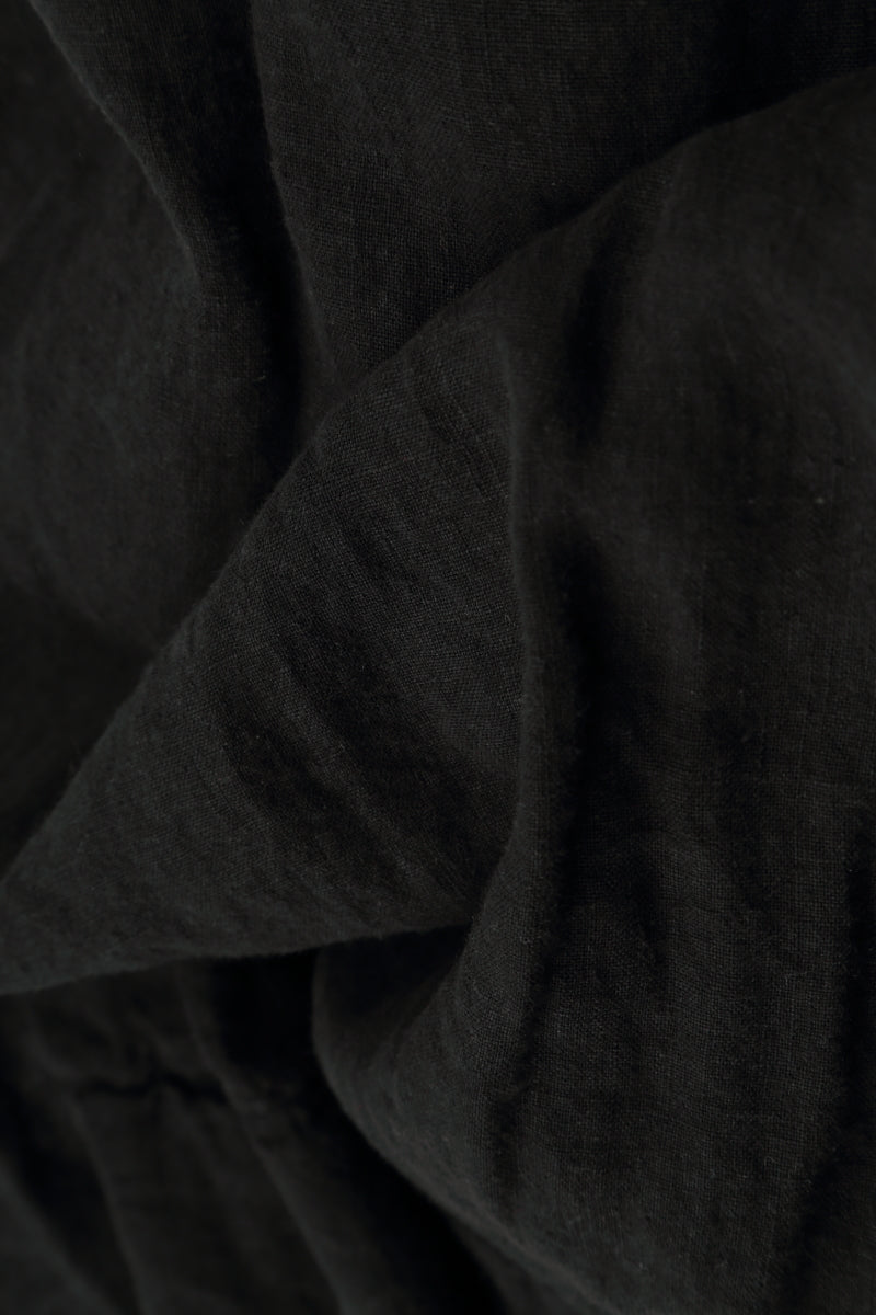 Ruffled Fringed Black Linen Blouse 5