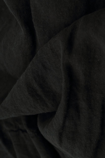 Ruffled Fringed Black Linen Blouse 5