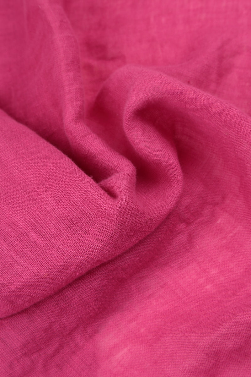 Ruffled Fuchsia Gauze Linen Blouse