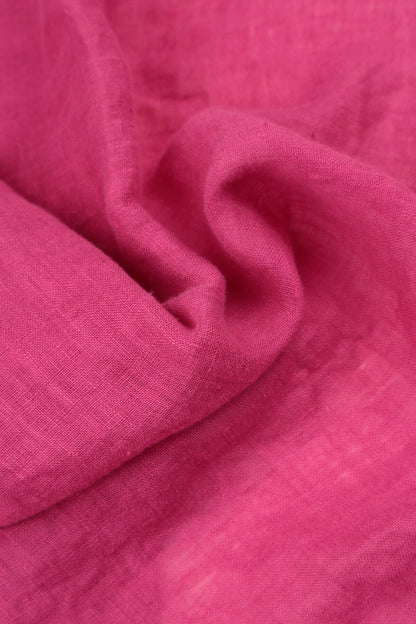 Ruffled Fuchsia Gauze Linen Blouse