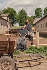 Ruffled Graphite Maxi Gauze Linen Skirt 5