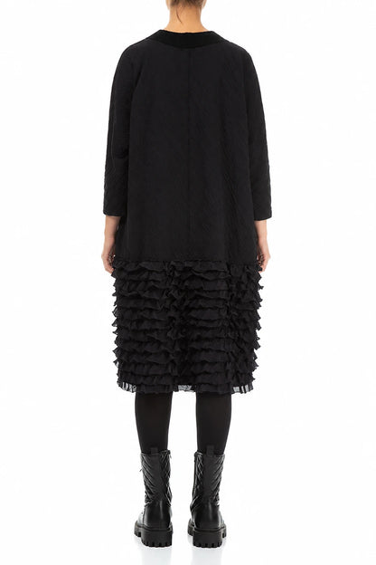 Ruffled Grey Wavy Cotton Dress