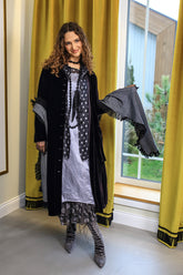 Ruffled Hem Forest Grey Bubbles Silk Skirt 4