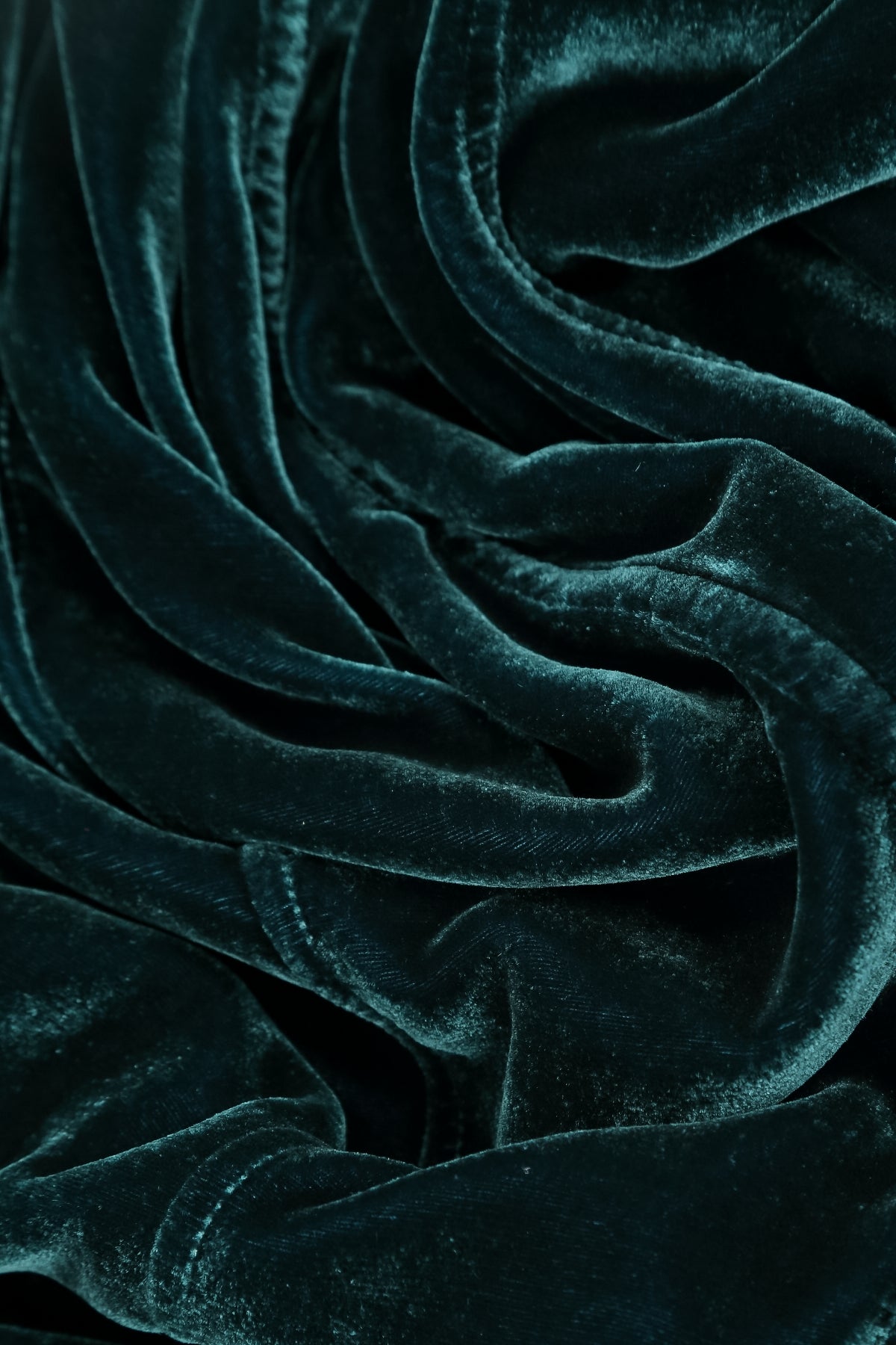 Ruffled Hemline Deep Turquoise Silk Velvet Skirt