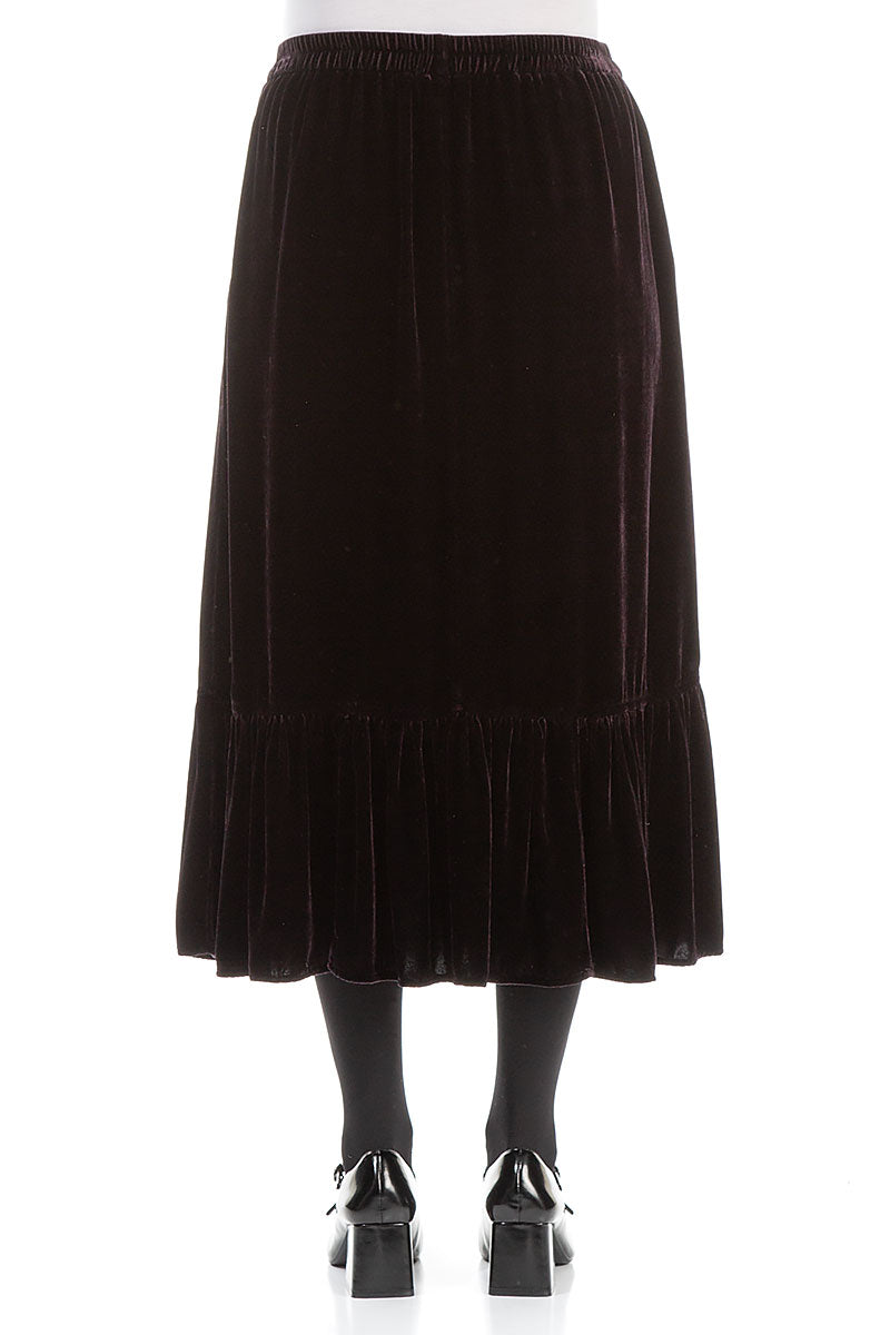 Ruffled Hemline Vintage Violet Silk Velvet Skirt 2