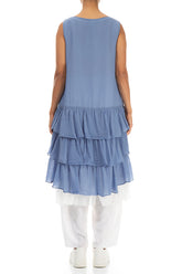 Ruffled Layered Blue Nova Silk Cotton Tunic 2