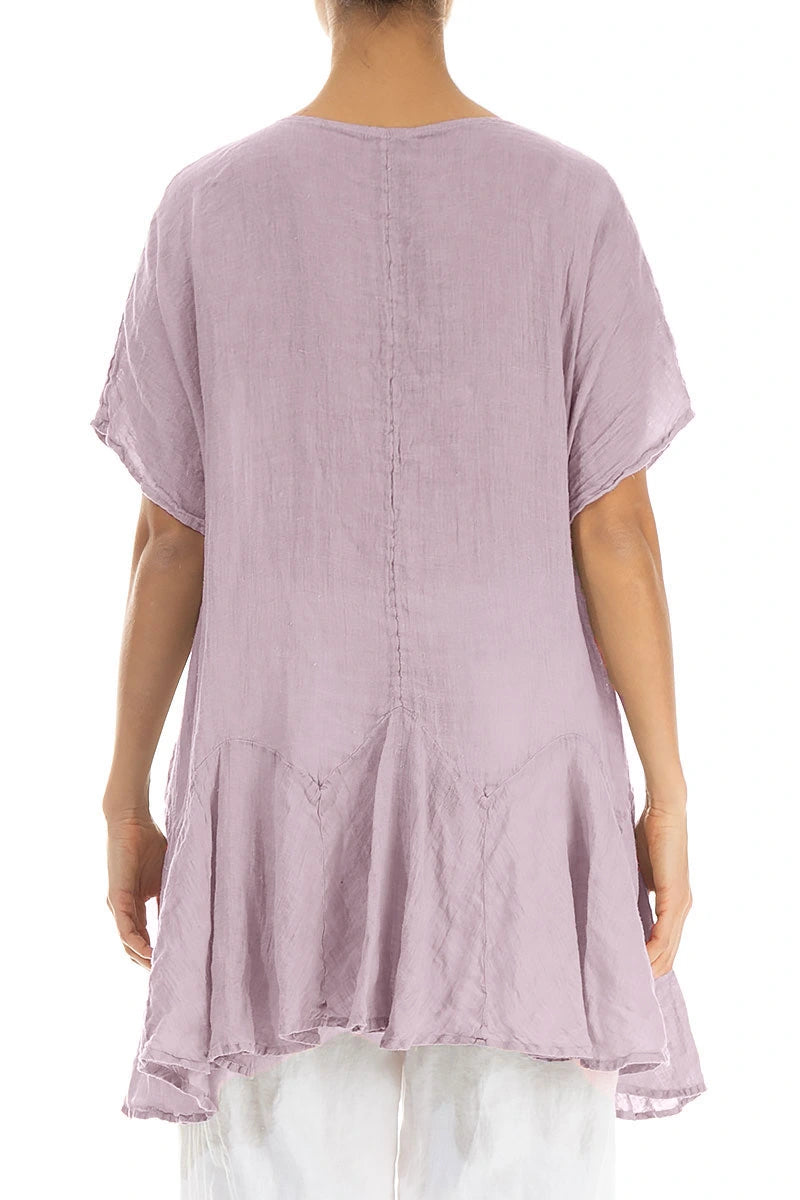 Ruffled Lilac Gauze Linen Blouse 2