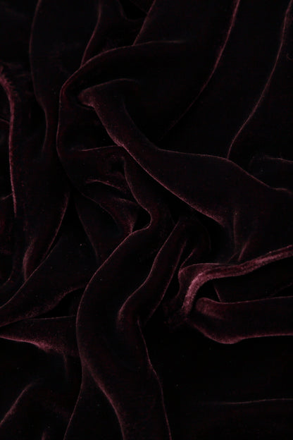 Ruffled Merlot Silk Velvet Scarf 4