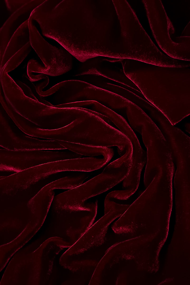 Ruffled Ruby Silk Velvet Scarf 4