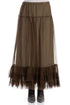 Ruffled Silver Sage Silk Chiffon Skirt 1